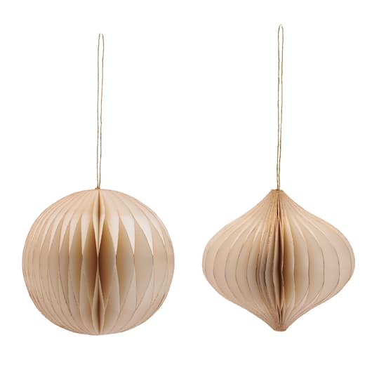 Melrose White Round & Onion Paper Ornaments Set